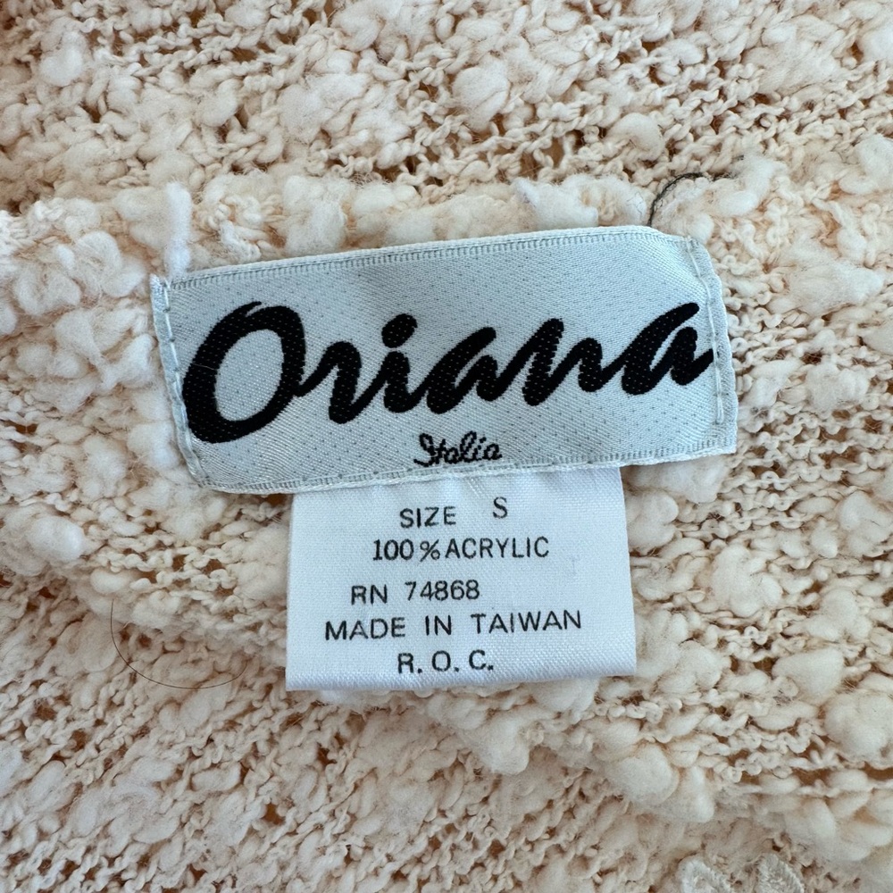 1990s Vintage Oriana Italia Blush Knit Sweater Size S Small Beaded - Picture 7 of 8